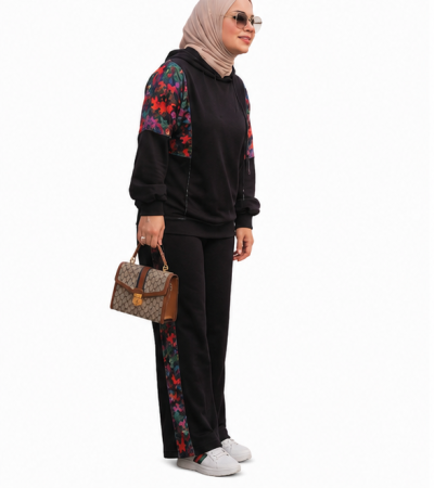 Women’s Floral Panel Hooded Tracksuit Set